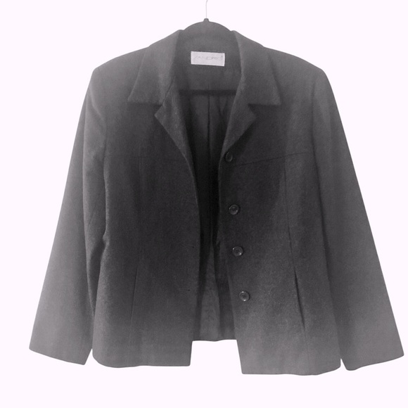 SANDRO wool jacket blazer pockets SZ 12 luxury designer VTG charcoal grey - Picture 3 of 10